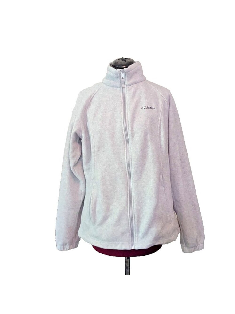 Columbia Women’s Full Zip Fleece Jacket Gray Size Large Lightweight Zip Pockets